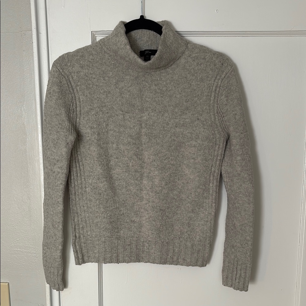 J. Crew Gray Turtleneck Sweater with Ribbed Texture